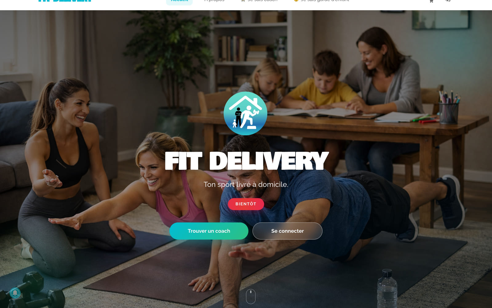 Page d’accueil de FitDelivery : recherche d’un coach sportif à domicile