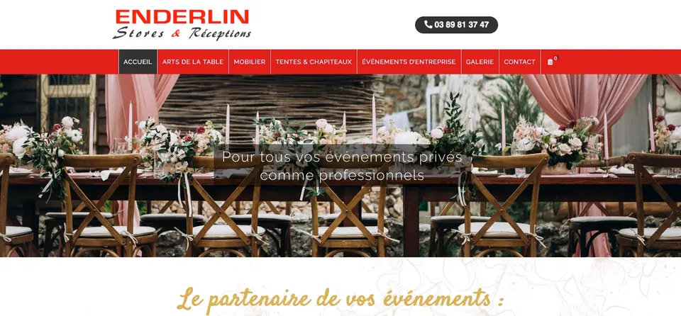 Site e-commerce Location produits événementiels type mariage réception