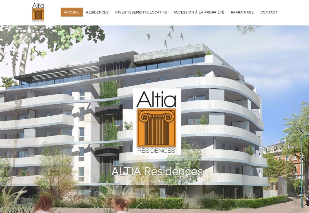 Le site de la société Altia résidences, promoteur et constructeur d'appartements neufs dans le Haut RhinSite vitrine  avec mise en avant du portfolio des réalisations immobilières du client.Nous intervenons également pour le compte de ce client sur du référencement Naturel SEO, de la campagne publicitaire et de la gestion de réseaux sociaux.